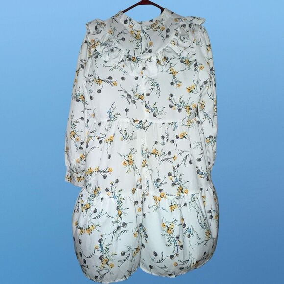 Nasty Gal Spring Floral  Ruffed Mini Prairie Dress Size Small - Picture 3 of 5